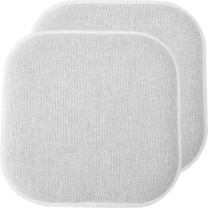 Sweet Home Collection Chair Cushion Memory Foam Pads Honeycomb Pattern Slip Non Skid Rubber Back Rounded Square 16" x 16" Seat Cover, 2 Pack, Alexis Gray/White