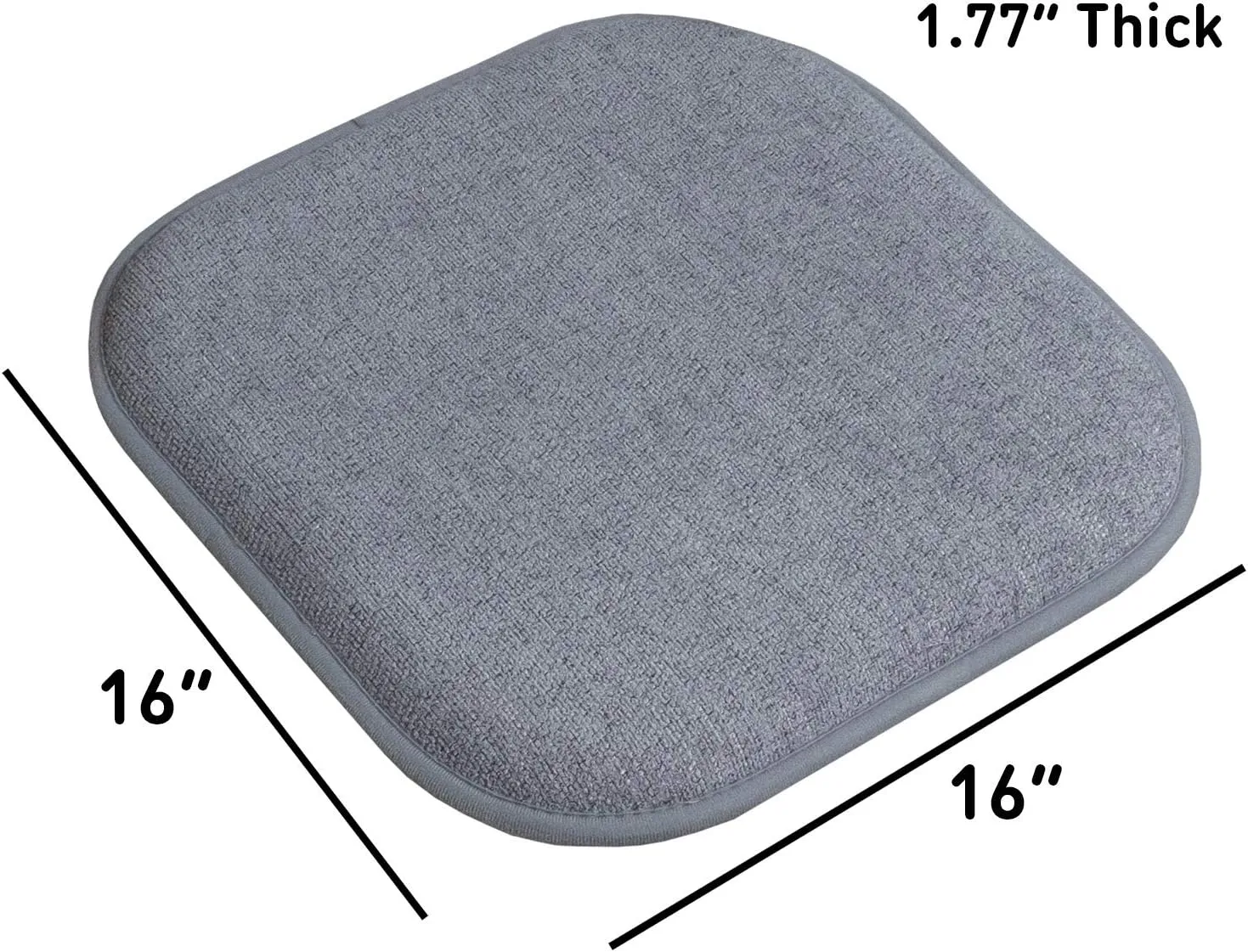 Sweet Home Collection Chair Cushion Memory Foam Pads Honeycomb Pattern Slip Non Skid Rubber Back Rounded Square 16" x 16" Seat Cover, 4 Pack, Alexis Blue/Gray