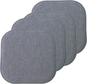 Sweet Home Collection Chair Cushion Memory Foam Pads Honeycomb Pattern Slip Non Skid Rubber Back Rounded Square 16" x 16" Seat Cover, 4 Pack, Alexis Blue/Gray