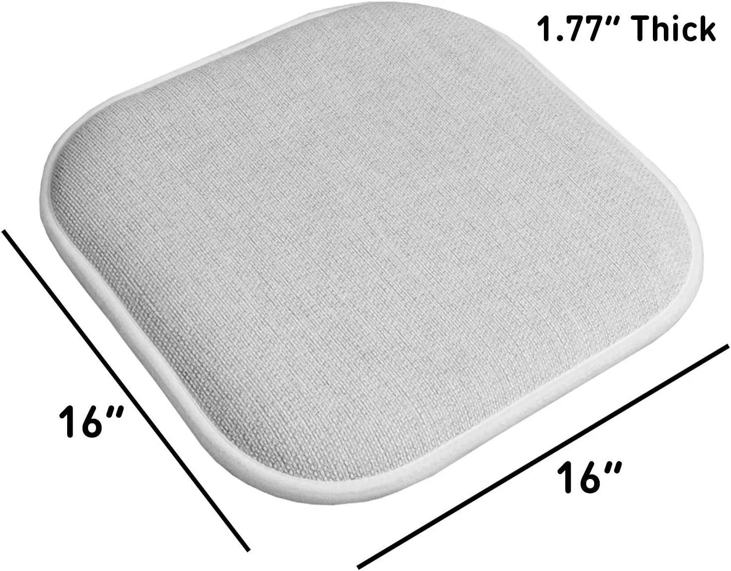 Sweet Home Collection Chair Cushion Memory Foam Pads Honeycomb Pattern Slip Non Skid Rubber Back Rounded Square 16" x 16" Seat Cover, 4 Pack, Alexis Gray/White