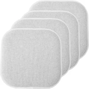 Sweet Home Collection Chair Cushion Memory Foam Pads Honeycomb Pattern Slip Non Skid Rubber Back Rounded Square 16" x 16" Seat Cover, 4 Pack, Alexis Gray/White