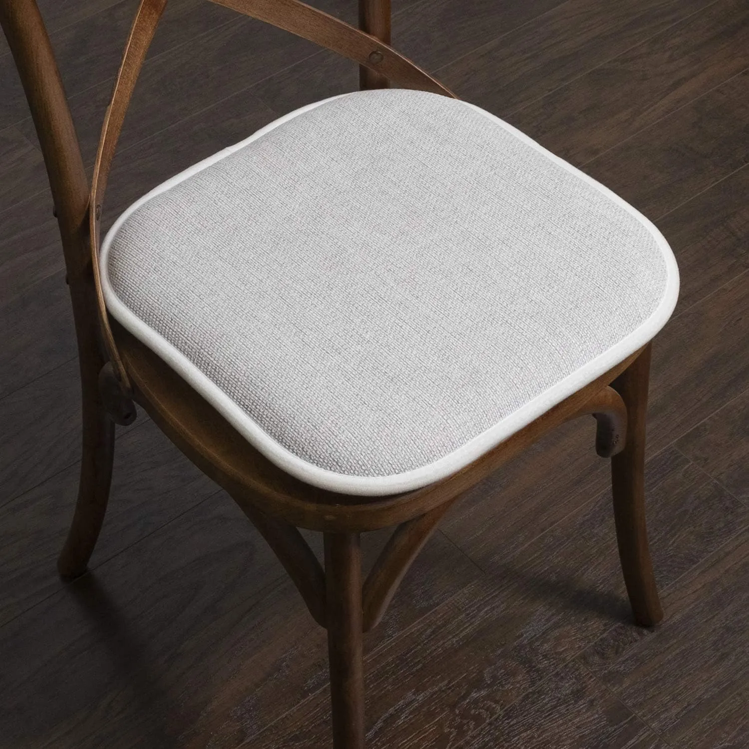 Sweet Home Collection Chair Cushion Memory Foam Pads Honeycomb Pattern Slip Non Skid Rubber Back Rounded Square 16" x 16" Seat Cover, 4 Pack, Alexis Gray/White
