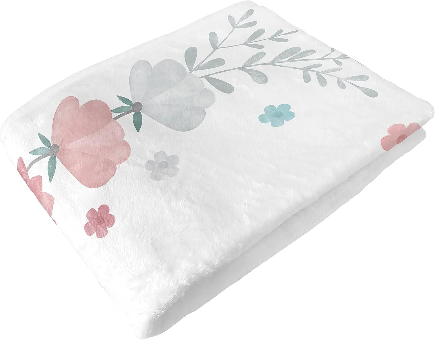 Sweet Jojo Designs Floral Rose Flower Girl Milestone Blanket Monthly Newborn First Year Growth Mat Baby Shower Memory Keepsake Gift Picture - Blush Pink Teal Aqua Grey Pop Boho Shabby Chic Watercolor