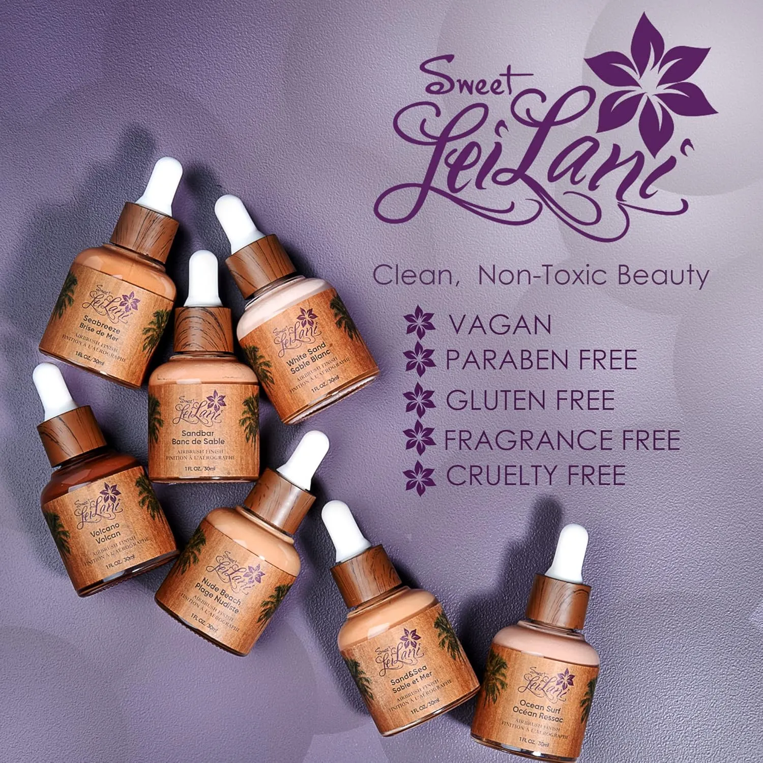Sweet LeiLani Liquid Foundation, Waterproof Full Coverage Foundation Vegan, Cruelty-Free, 3 in 1 Makeup Foundation Liquid. No Parabens, Gluten, Fragrance (Sand Bar)- 1 oz