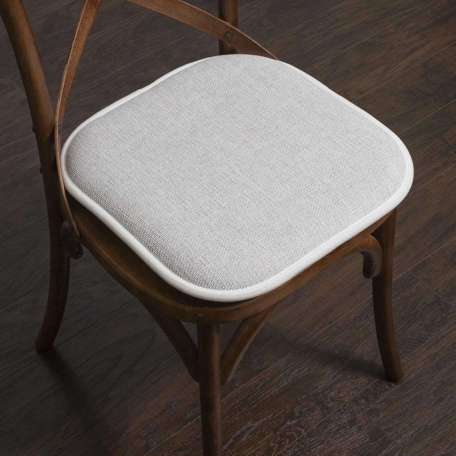 Sweet Home Collection Chair Cushion Memory Foam Pads Honeycomb Pattern Slip Non Skid Rubber Back Rounded Square 16" x 16" Seat Cover, 4 Pack, Alexis Gray/White