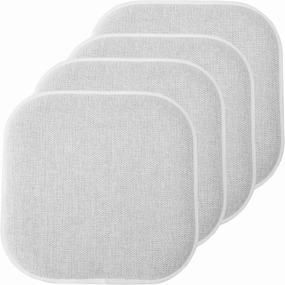 Sweet Home Collection Chair Cushion Memory Foam Pads Honeycomb Pattern Slip Non Skid Rubber Back Rounded Square 16" x 16" Seat Cover, 4 Pack, Alexis Gray/White