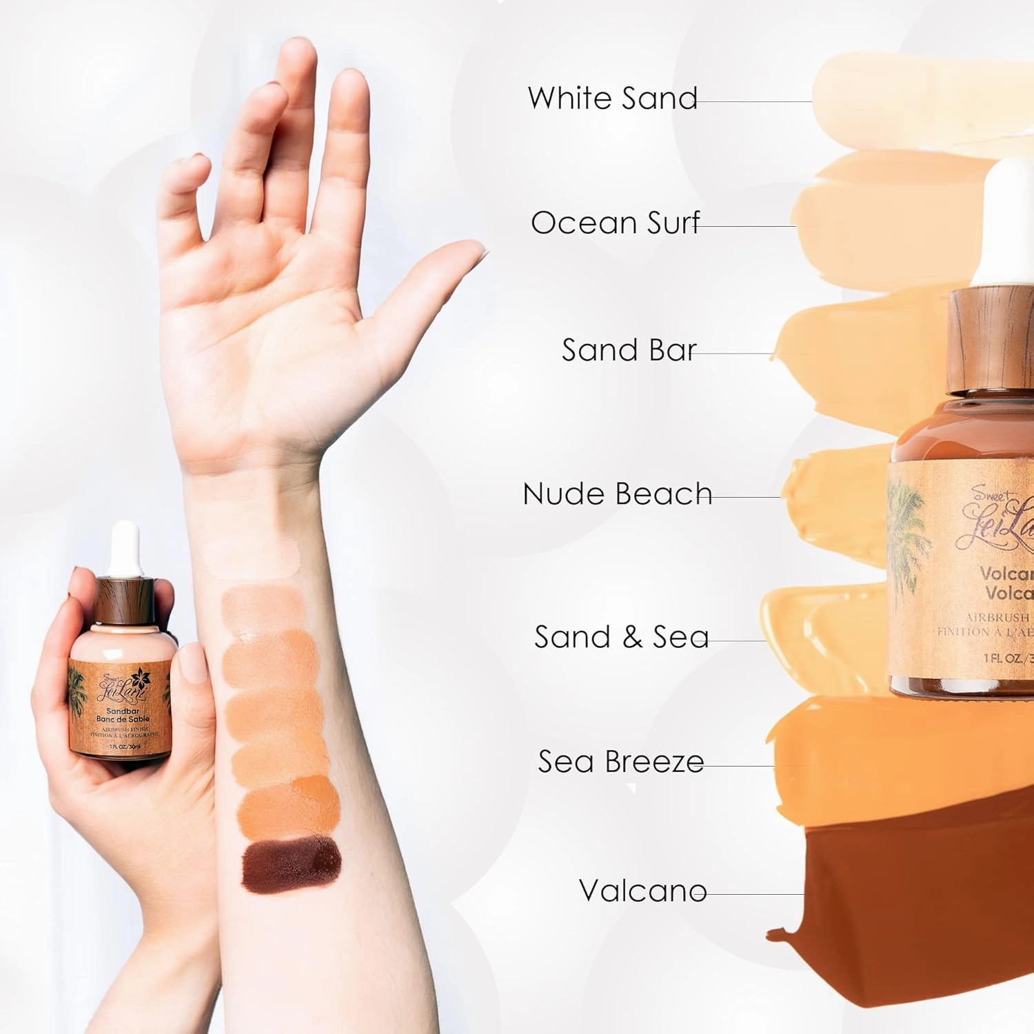 Sweet LeiLani Liquid Foundation, Waterproof Full Coverage Foundation Vegan, Cruelty-Free, 3 in 1 Makeup Foundation Liquid. No Parabens, Gluten, Fragrance (Sea Breeze)- 1 oz