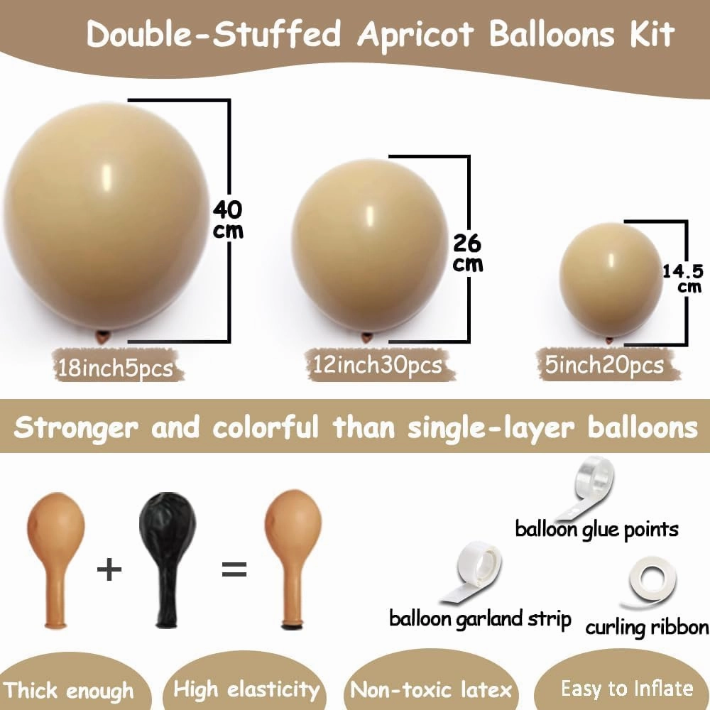 Tan Balloons Double Stuffed Nude Brown Balloon Garland Apricot Balloons Different Sizes Neutral Balloon Arch Kit For Teddy Bear Baby Shower Woodland Jungle Theme Birthday Boho Party Decorations