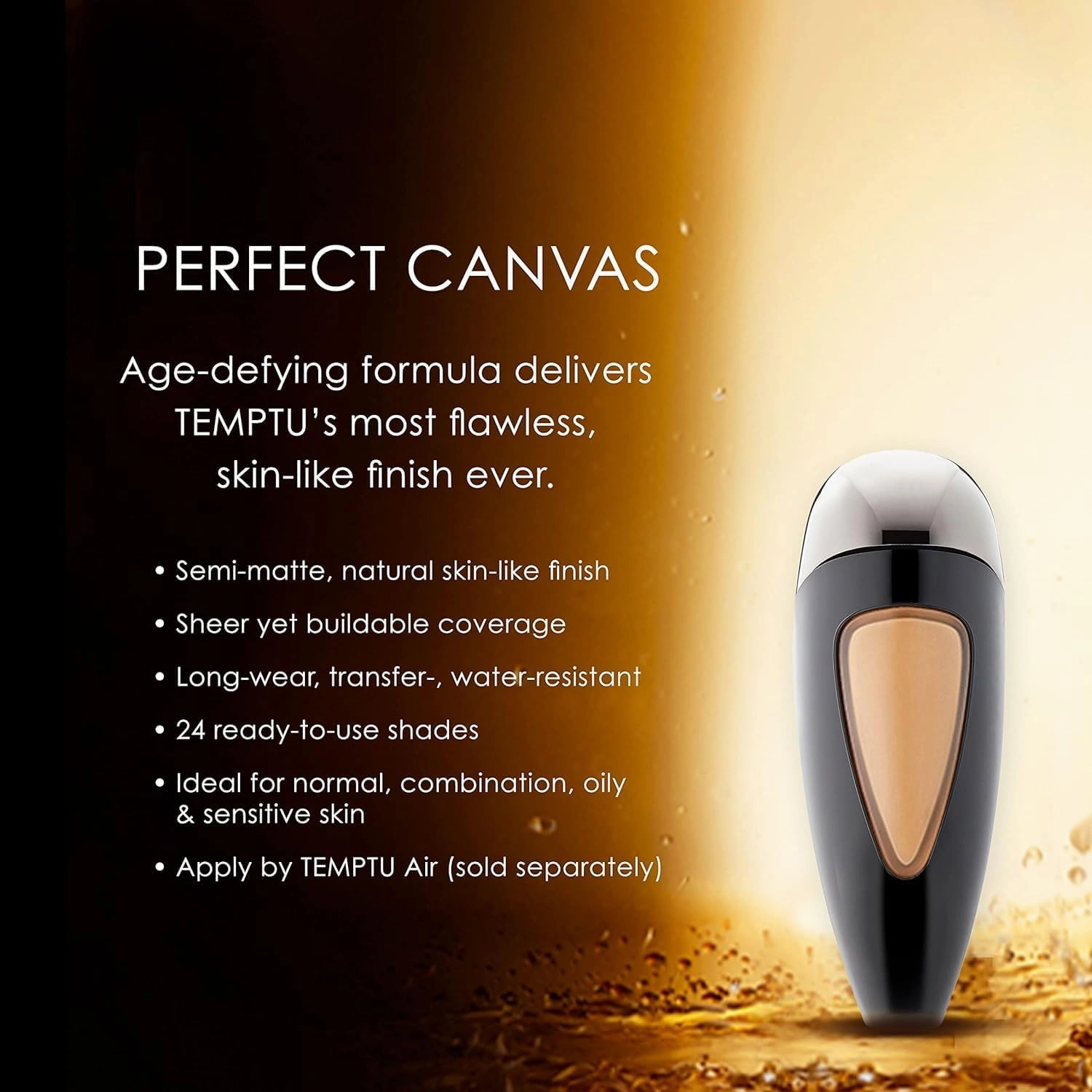 TEMPTU Perfect Canvas Airbrush Foundation Airpod: Anti-Aging Long-Wear Makeup, Buildable Coverage Semi-Matte, Natural Finish