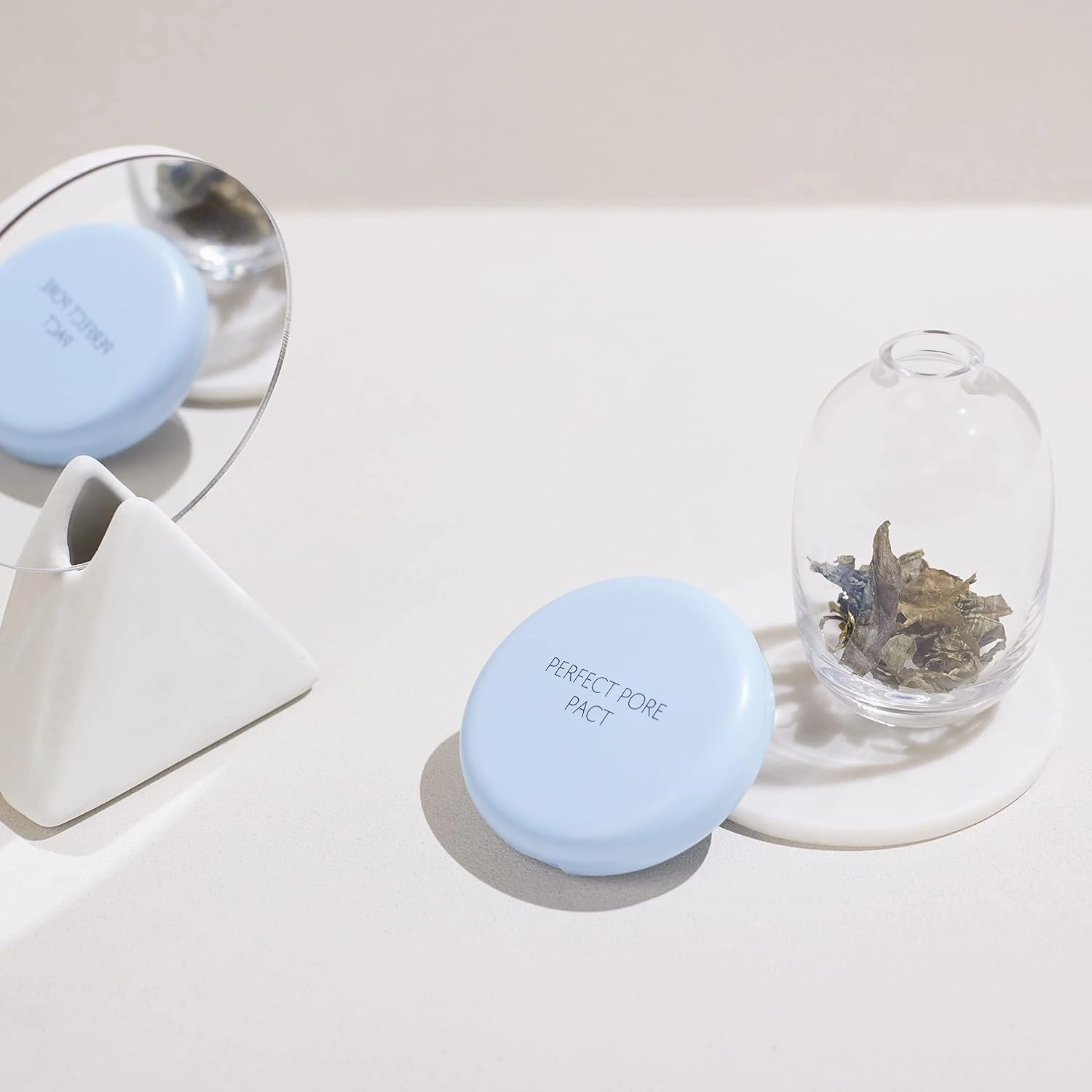 THESAEM Saemmul Perfect Pore Pact - Sebum Control Makeup Pressed Powder Pact, Pore Minimization, Plant-Based Setting Finishing Powder to Absorb Sweat and Prevent Clumps, with Mirror & Puff 12g, 2 Pack