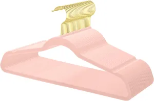 TIMMY 36-Pack Velvet Hangers with Gold Hooks - Space-Saving Non-Slip Heavy-Duty Clothes Hangers for Coats, Suits, Dresses, and Sweaters - Slim Design (Blush Pink Gold)