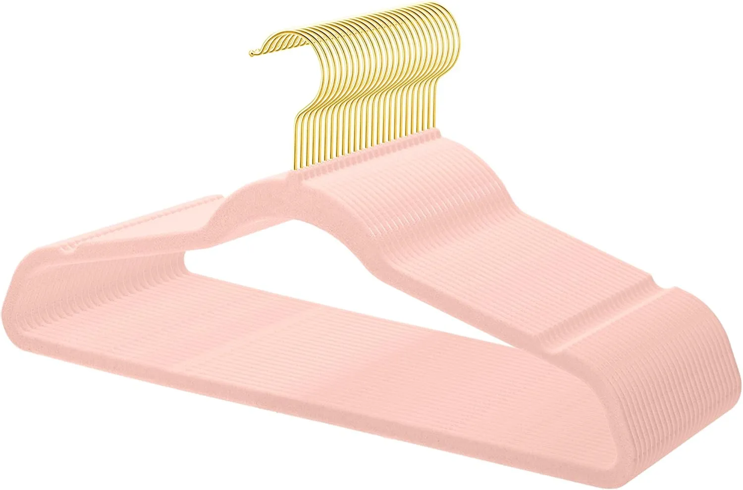 TIMMY 36-Pack Velvet Hangers with Gold Hooks - Space-Saving Non-Slip Heavy-Duty Clothes Hangers for Coats, Suits, Dresses, and Sweaters - Slim Design (Blush Pink Gold)