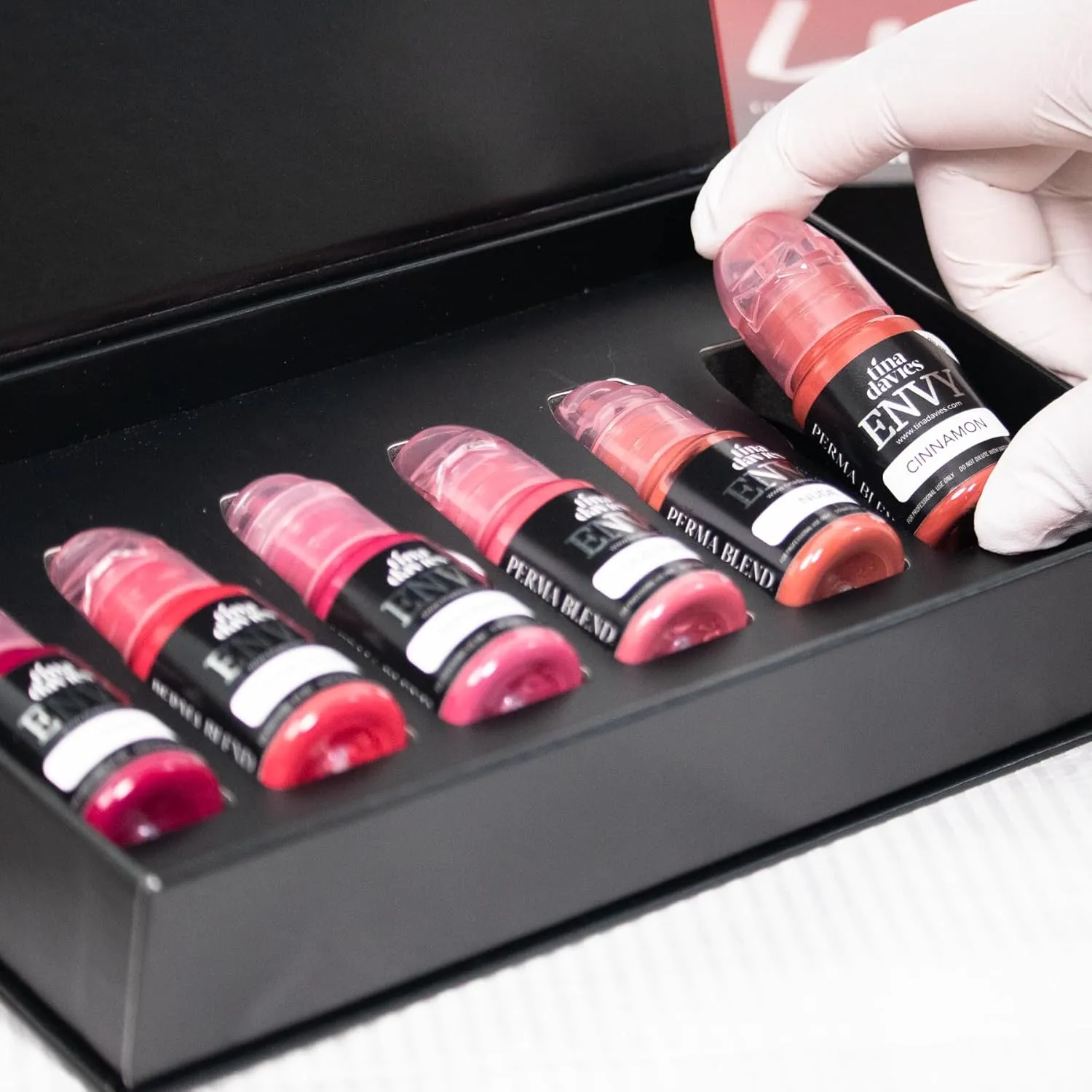 Tina Davies Envy Lip Pigment Collection - Permanent Lip Makeup - Colors Heal True To Tone - Includes Color Chart - 6 x 1/2oz/15ml Bottles