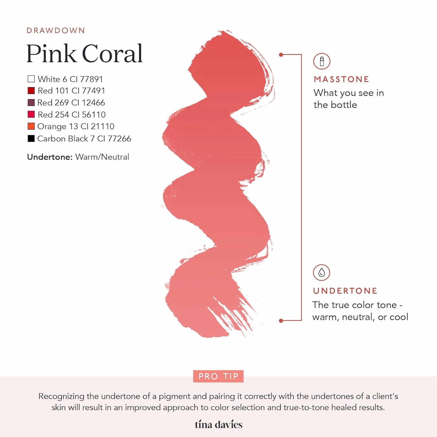 Tina Davies Professional Envy & Lust Lip Pigments - Permanent Lip Makeup - Colors Heal True to Tone - High Retention - Lust Pink Coral, 1/2oz/15ml Bottle
