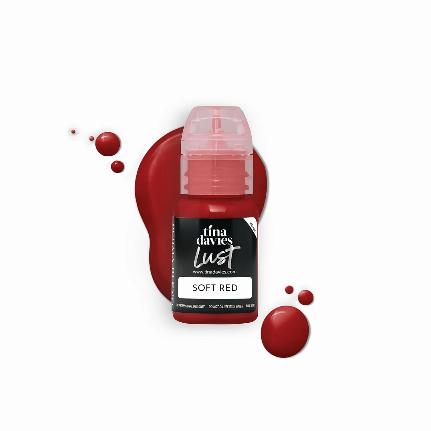 Tina Davies Professional Envy & Lust Lip Pigments - Permanent Lip Makeup - Colors Heal True to Tone - High Retention - Lust Soft Red, 1/2oz/15ml Bottle