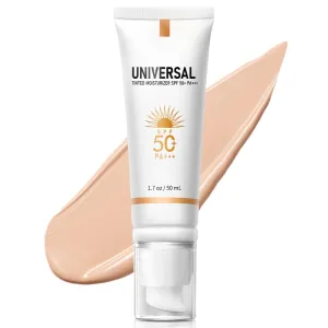 Tinted Sunscreen for Face SPF 50, Tinted Moisturizer with SPF, Sweat Resistant Oil Free with No White Cast, Broad Spectrum UVA/UVB, 1.7oz