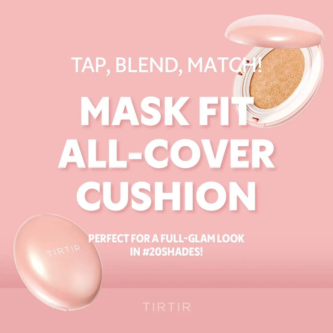 TIRTIR Mask Fit All Cover Pink Cushion Foundation | High coverage, Velvety Matte Finish, Lightweight, Flawless, Corrects Redness, Korean Cushion (#21C Cool Ivory, Full Size, 0.63 Fl Oz)