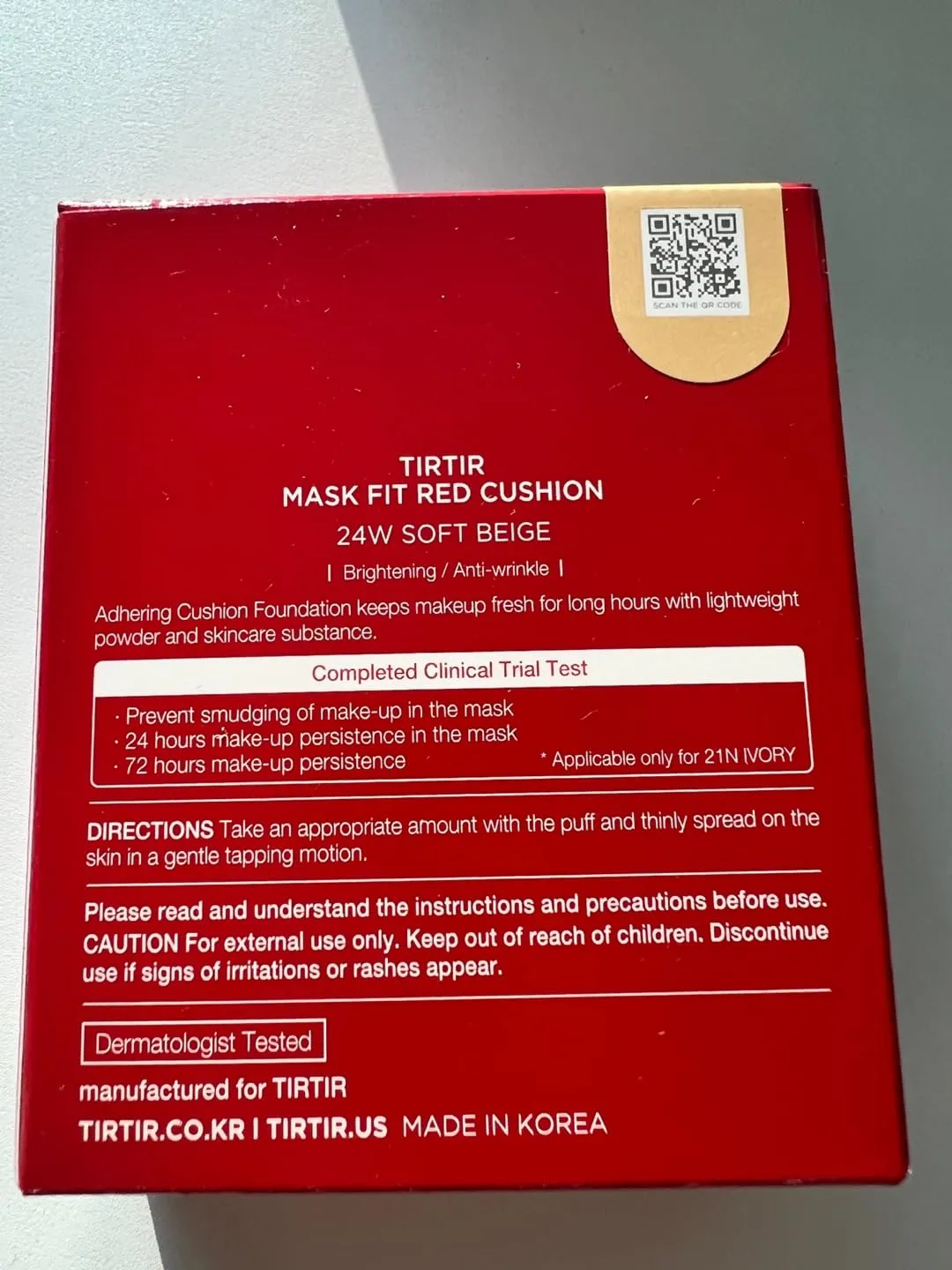 TIRTIR Mask Fit Red Cushion Foundation | Full coverage, Weightless, Skin fit, Satin Glow Finish, Korean Makeup, beauty, Tattoo cover up, Buildable (#24N Latte, 0.63 Fl Oz)