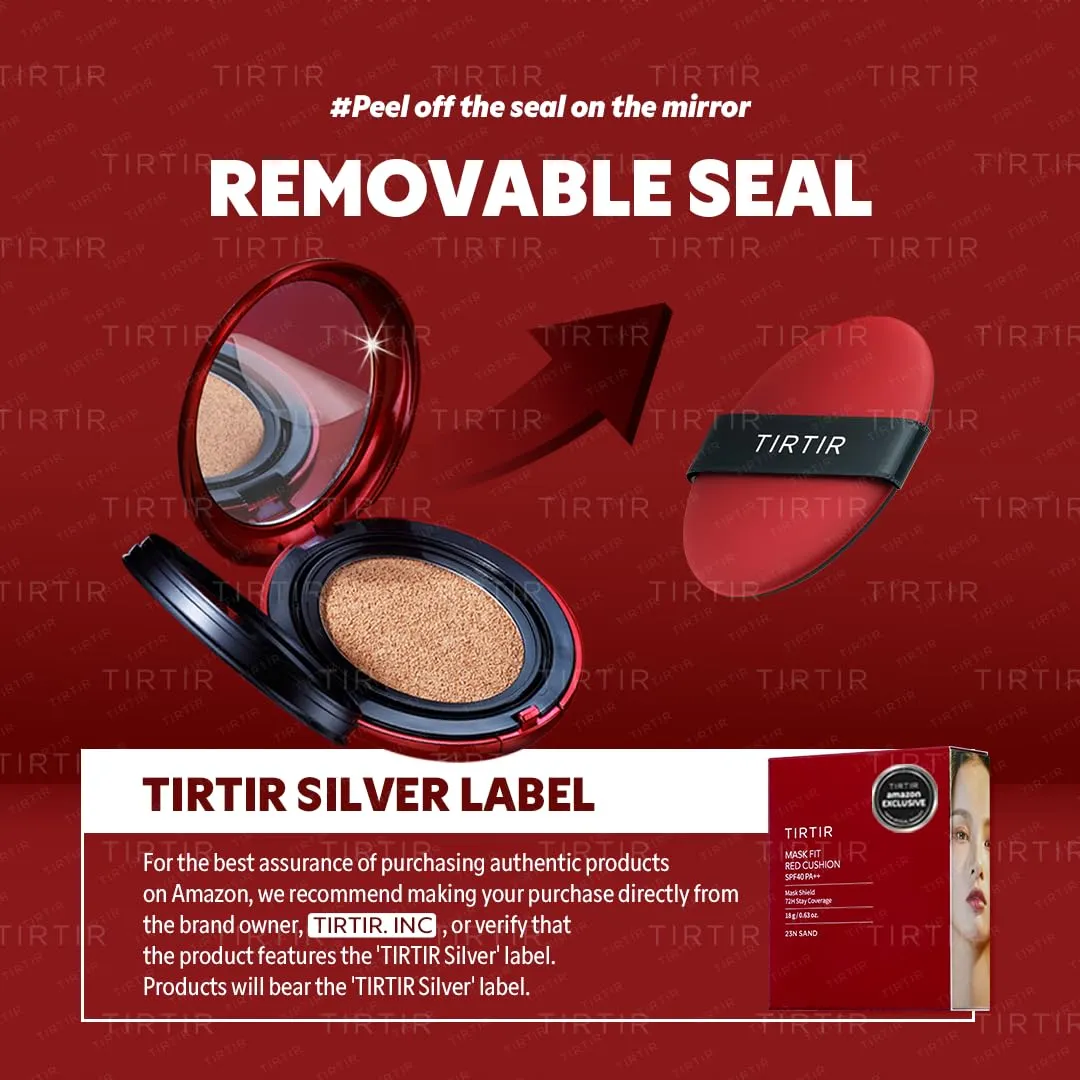 TIRTIR Mask Fit Red Cushion Foundation | Full coverage, Weightless, Skin fit, Satin Glow Finish, Korean Makeup, beauty, Tattoo cover up, Buildable (#24N Latte, 0.63 Fl Oz)