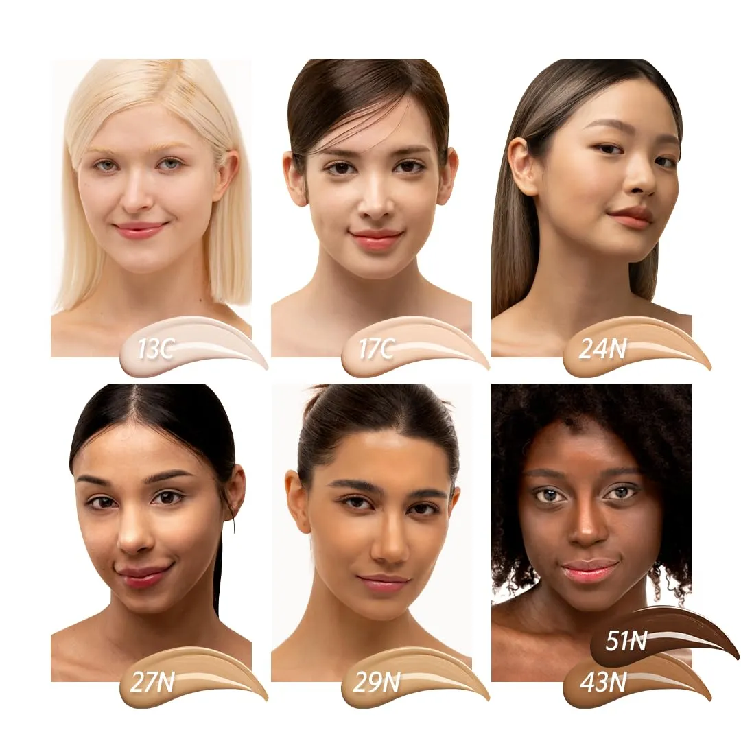 TIRTIR Mask Fit Red Cushion Foundation | Full coverage, Weightless, Skin fit, Satin Glow Finish, Korean Makeup, beauty, Tattoo cover up, Buildable (#24N Latte, 0.63 Fl Oz)