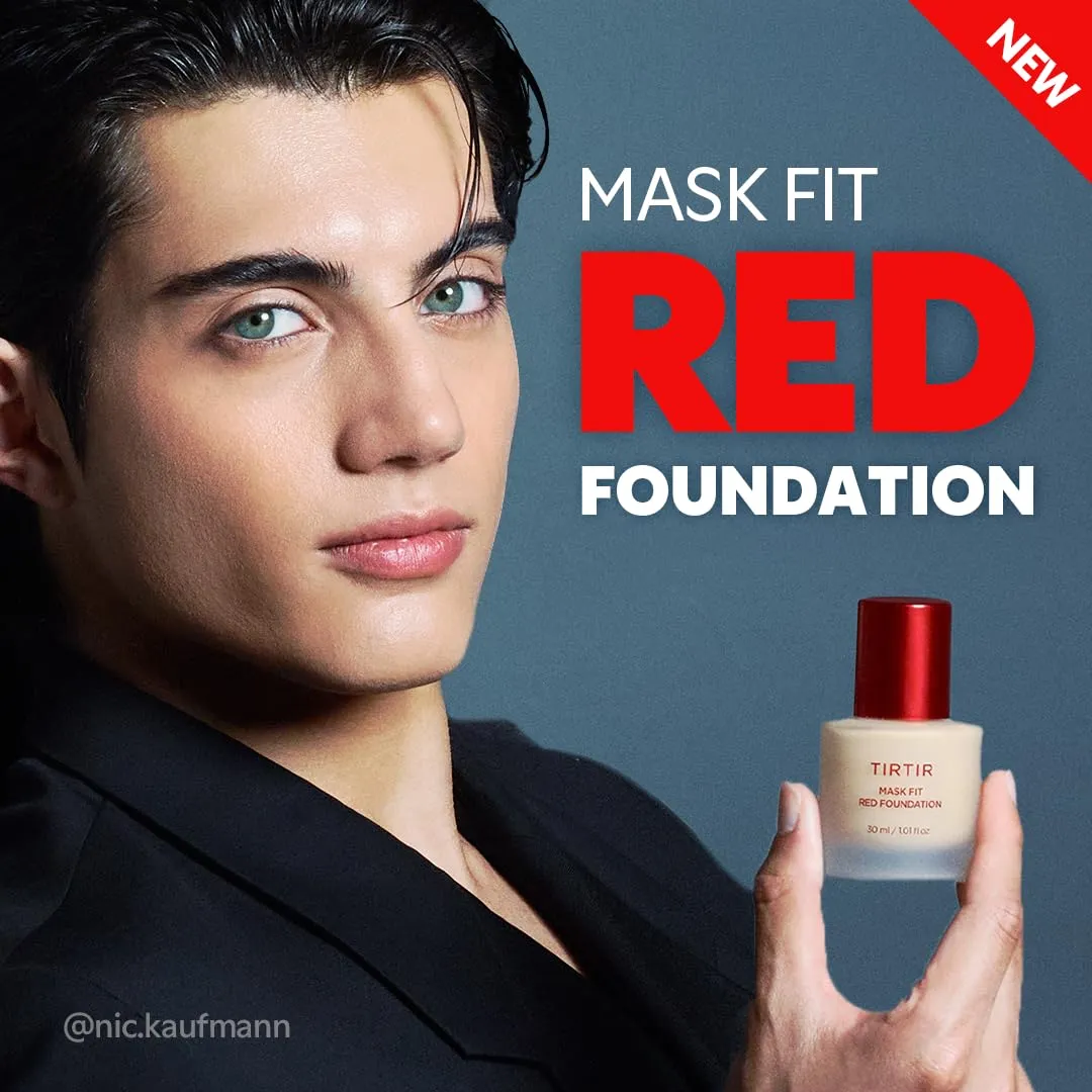 TIRTIR Mask Fit Red FoundationㅣLong Lasting Flawless Coverage, Energy Essence, Lightweight, Hydrating, Pore-Blurring, Breathable Satin Finish, Makeup, Radiant Skin, #21N Ivory, 1.01 Fl Oz