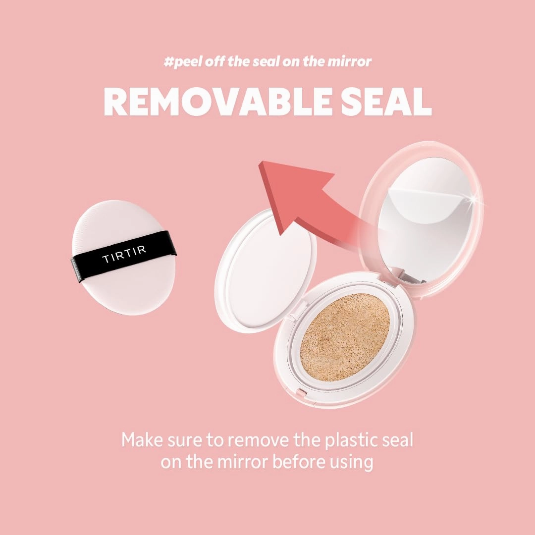 TIRTIR Mask Fit All Cover Pink Cushion Foundation | High coverage, Velvety Matte Finish, Lightweight, Flawless, Corrects Redness, Korean Cushion (#51N Fudge, Full Size, 0.63 Fl Oz)