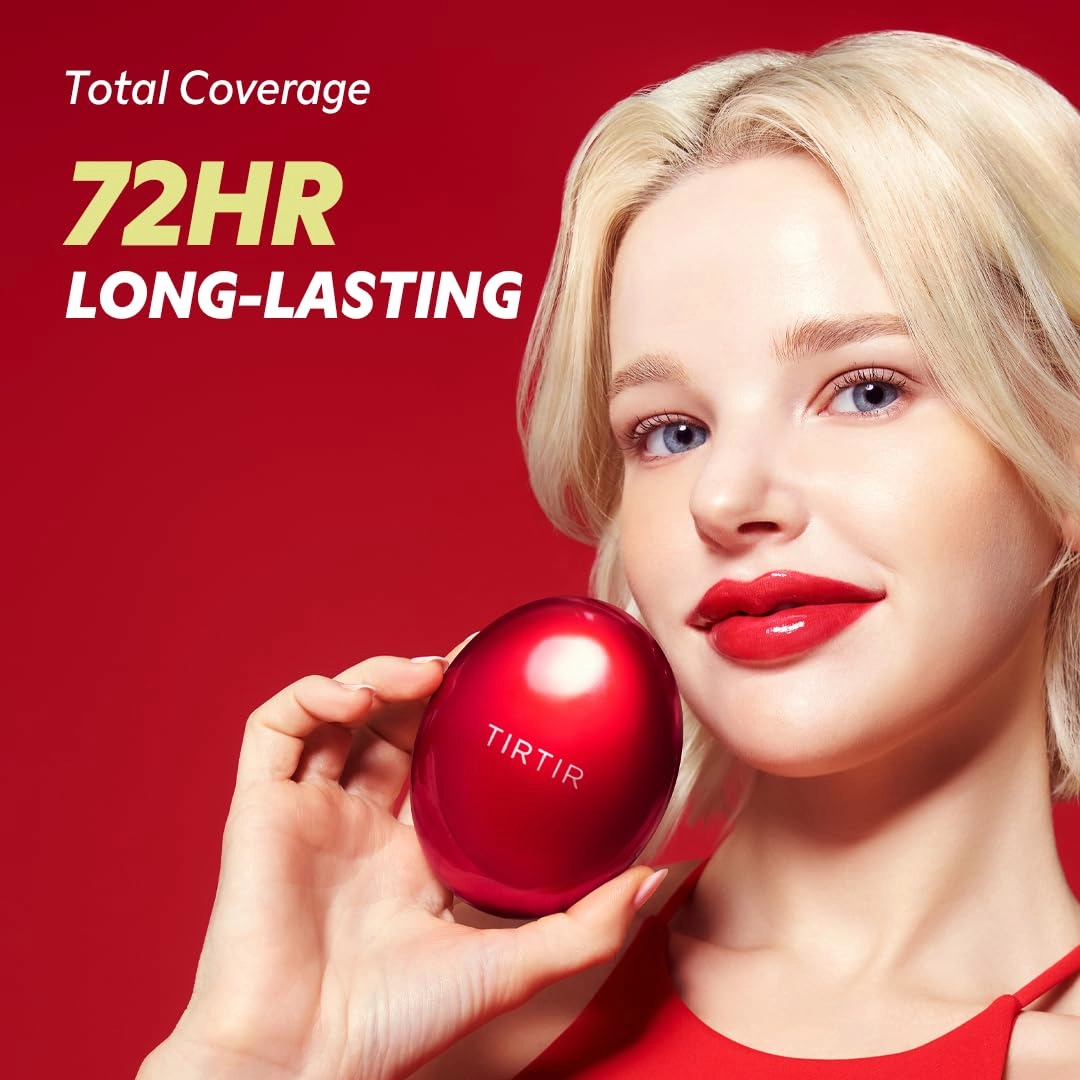 TIRTIR Mask Fit Red Cushion Foundation | Full coverage, Weightless, Skin fit, Satin Glow Finish, Korean Makeup, beauty, Tattoo cover up, Buildable (#13N Fair Ivory, 0.63 Fl Oz)