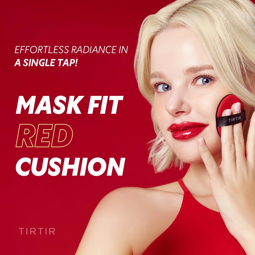 TIRTIR Mask Fit Red Cushion Foundation | Full coverage, Weightless, Skin fit, Satin Glow Finish, Korean Makeup, beauty, Tattoo cover up, Buildable (#13N Fair Ivory, 0.63 Fl Oz)