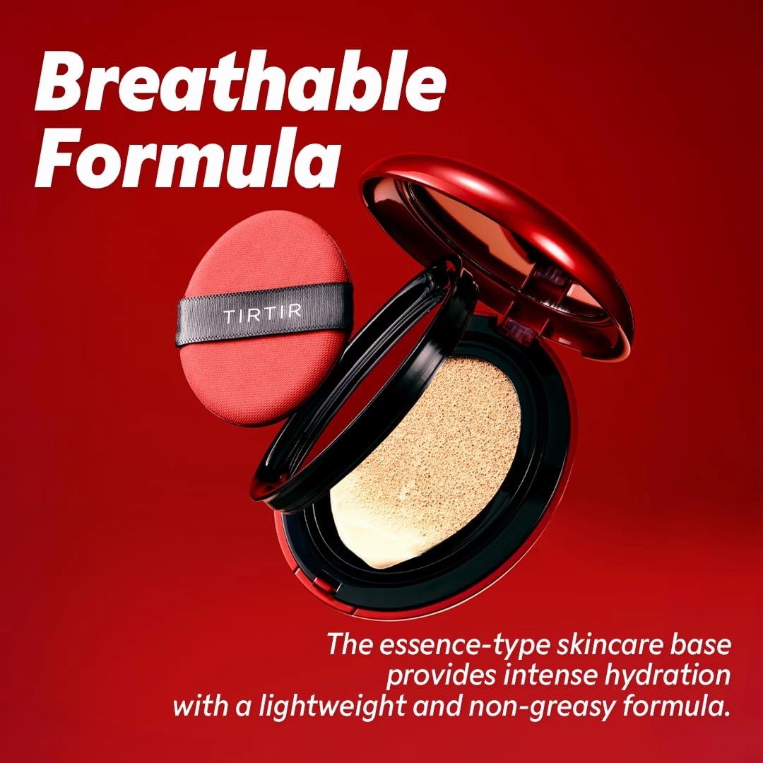 TIRTIR Mask Fit Red Cushion Foundation | Full coverage, Weightless, Skin fit, Satin Glow Finish, Korean Makeup, beauty, Tattoo cover up, Buildable (#13N Fair Ivory, 0.63 Fl Oz)