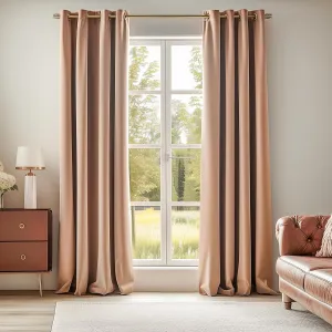Topfinel 96 Inches Long Velvet Blackout Curtains,Blush Pink Soft Velvet Grommet Curtains Thermal Insulated Light Blocking Privacy Drapes for Living Room, 2 Panels 96 inches Length