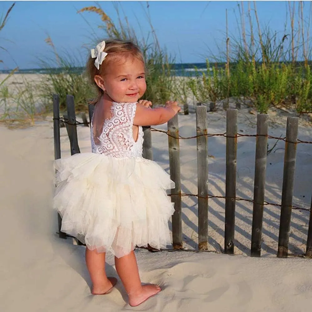 Topmaker Backless A-line Lace Back Flower Girl Dress