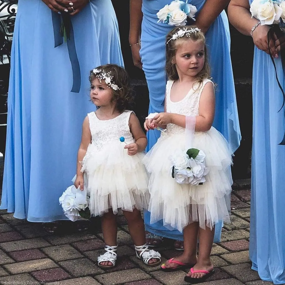 Topmaker Backless A-line Lace Back Flower Girl Dress