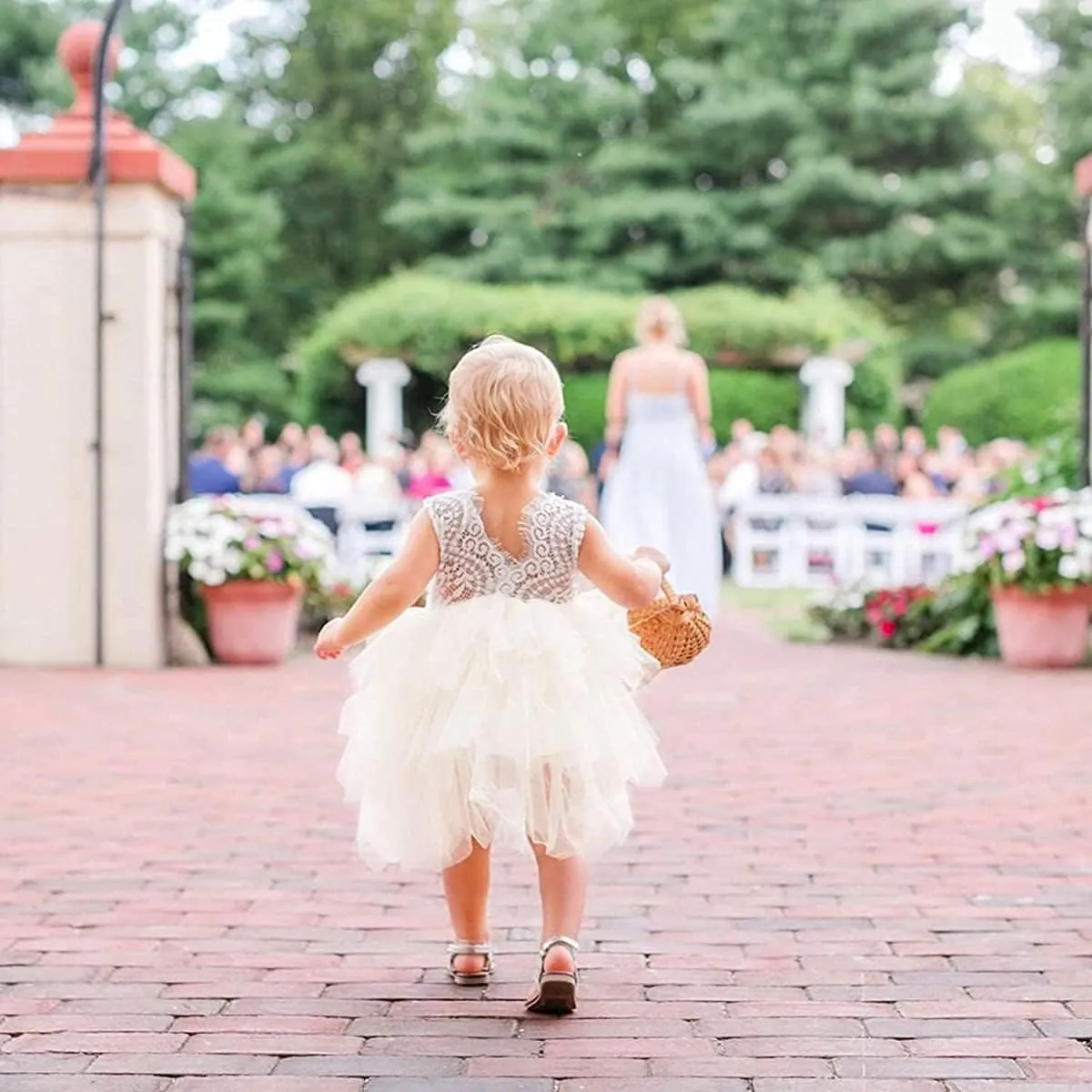 Topmaker Backless A-line Lace Back Flower Girl Dress