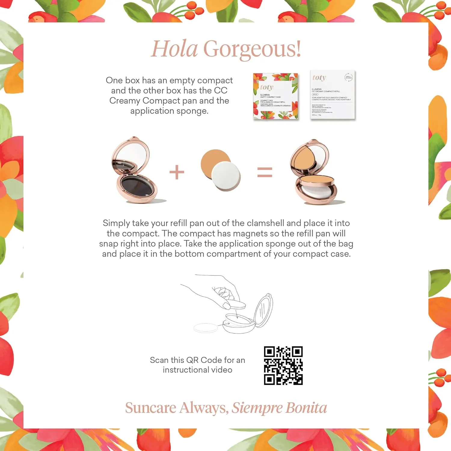 Toty by Sofia Vergara - Ilumina CC Creamy Compact SPF 50  Mineral Broad Spectrum Sunscreen for Face - Tinted Blurring Balm SPF- Matte, Light Coverage - Water & Sweat Resistant - All Skin Types - 1C