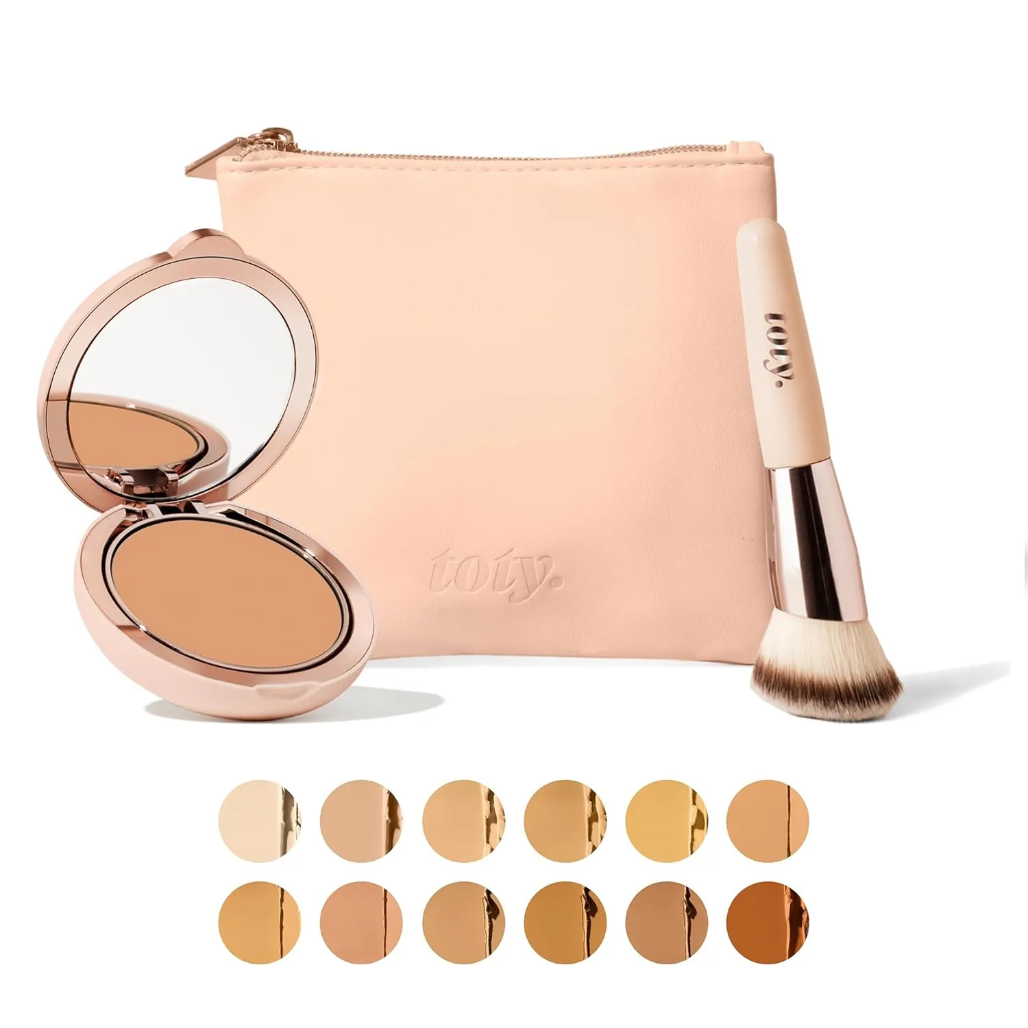 Toty by Sofia Vergara - Ilumina CC Creamy Compact SPF 50  Rosita Bag Vegan Soft Leather Makeup Bag   Ilumina Brush - CC cream foundation with spf 50 - MAKEUP - 4N Bundle