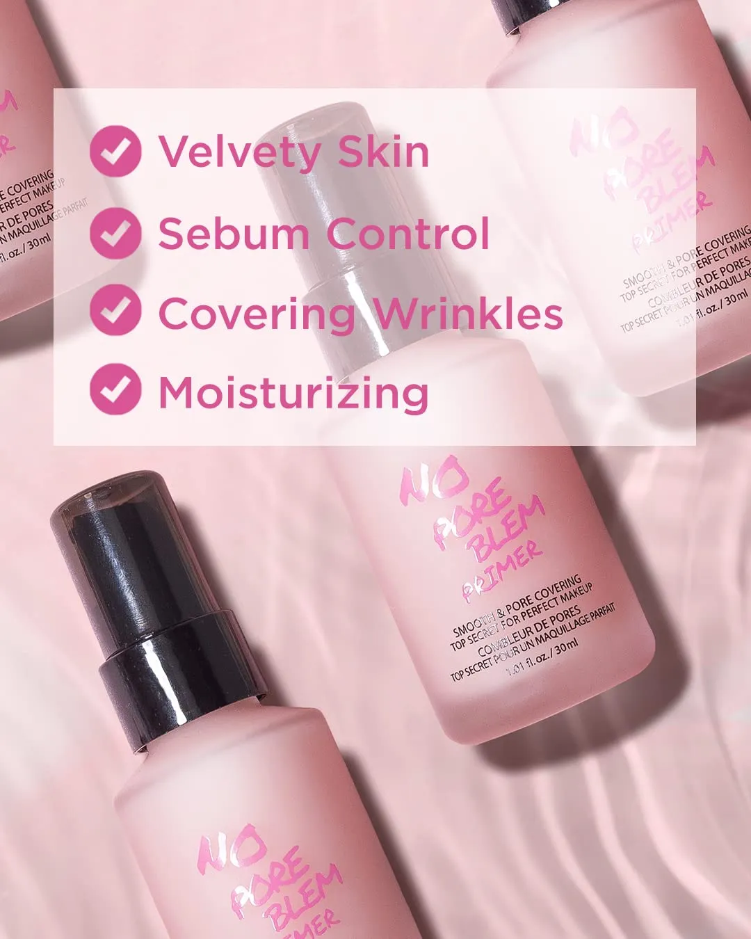 TOUCH IN SOL No Pore Blem Primer   Redness Correcting Base Set - Pore Filler Blurring Primer Before Makeup - Tone Neutralizing before Foundation - Pore Minimizing, Sebum, and Shine Control 1.01fl. oz.