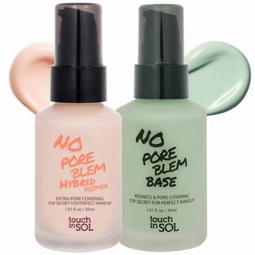 TOUCH IN SOL No Poreblem Hybrid Primer   Redness Correcting Base Set - Extra Pore Covering Matt Finish Sebum and Shine Control - Tone Neutralizing before Foundation, 1.01   1.01 fl.oz.