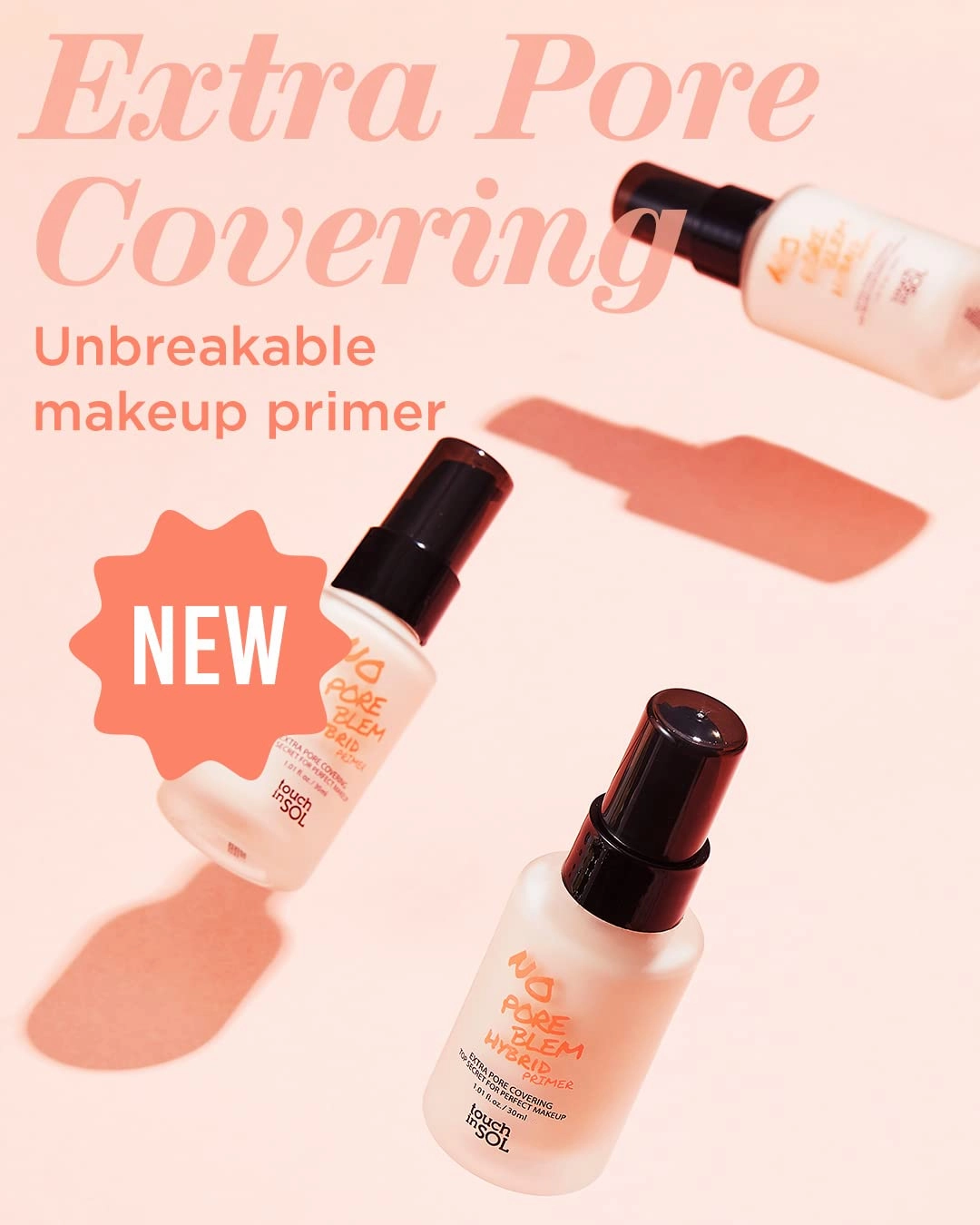 TOUCH IN SOL No Poreblem Hybrid Primer   Redness Correcting Base Set - Extra Pore Covering Matt Finish Sebum and Shine Control - Tone Neutralizing before Foundation, 1.01   1.01 fl.oz.
