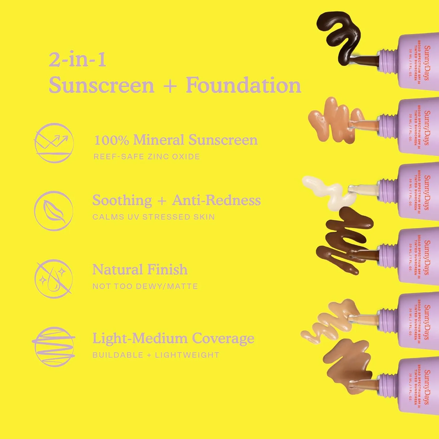 Tower 28 Beauty SunnyDays SPF 30 Tinted Mineral Sunscreen - For Sensitive Skin - 2-in-1 Facial Broad Spectrum UVA/UVB Protection   Foundation - Shade 05 FAIRFAX - Fair with Pink Undertones, 1 Fl Oz
