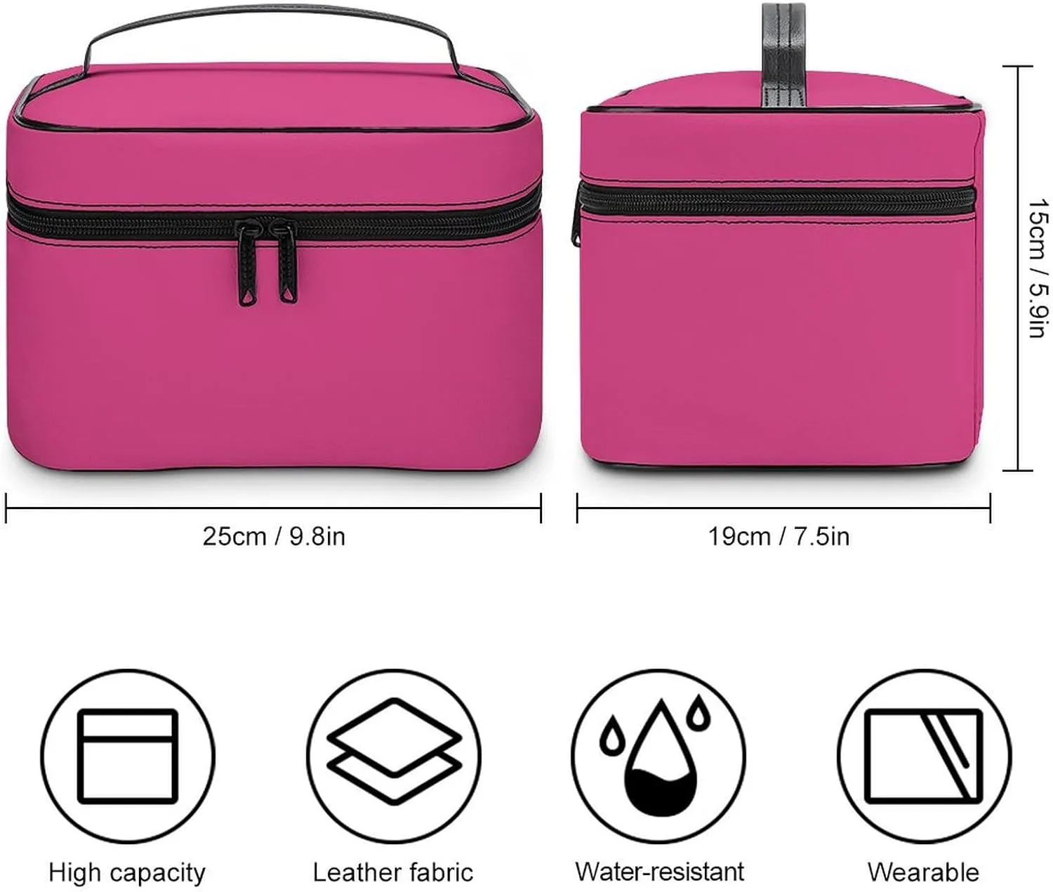 Travel Makeup Bag, Bright Blush Pink Cosmetic Bags for Women Large Capacity Waterproof Toiletry Bag Make up Organizer