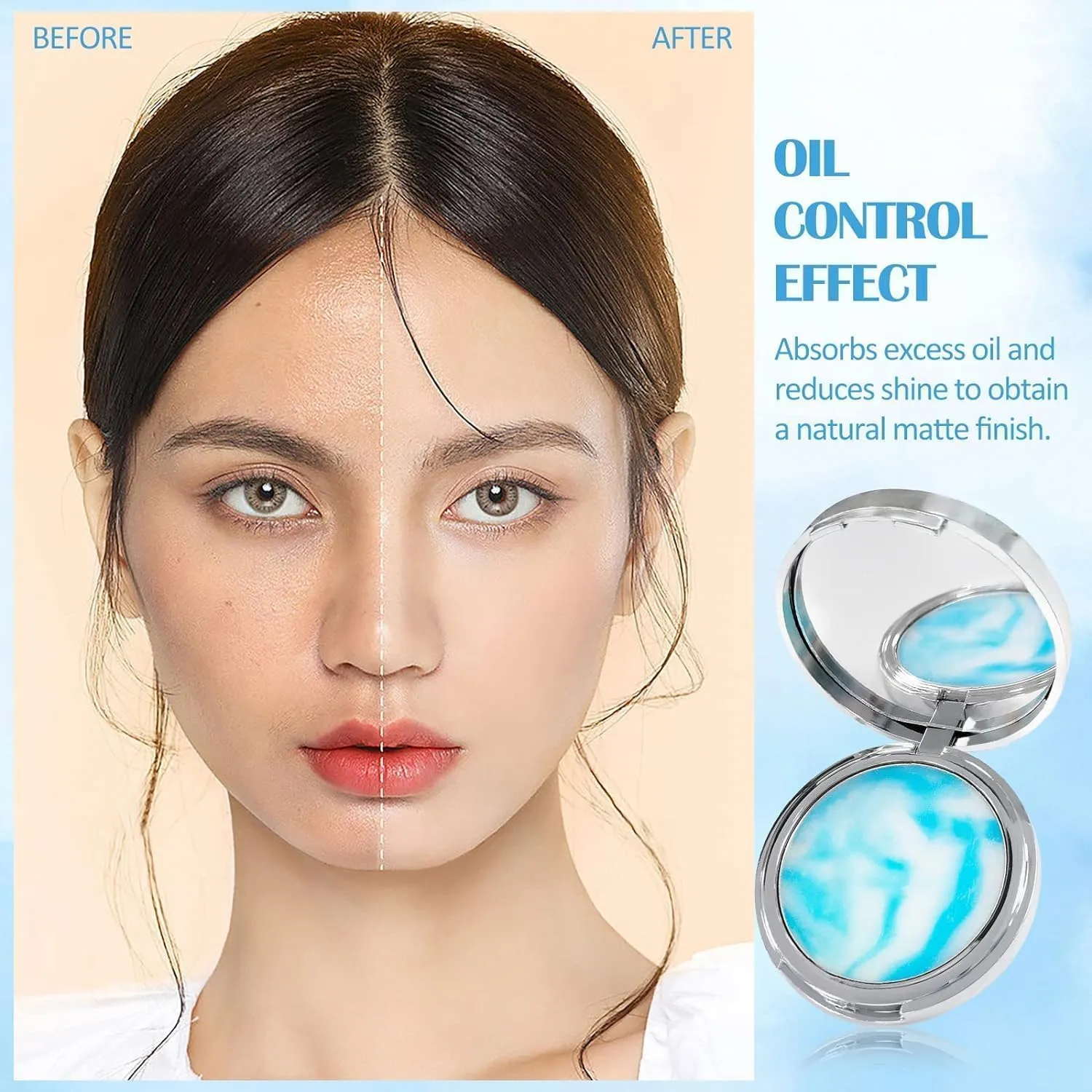Tubees Oil Control Gel Compact Powder for Women - Mattifying Formula for Long-lasting Shine Control, Poreless Skin, Minimize Pores, and Achieve a Matte Finish - Best Oil Control Makeup
