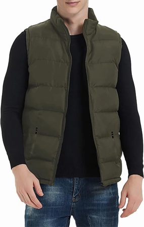 TUVEKE Men's Puffer Vest Water-Resistant winter outdoor Zipper Sleeveless Warm puffey jacket Size M To 3XL(Multicolor)