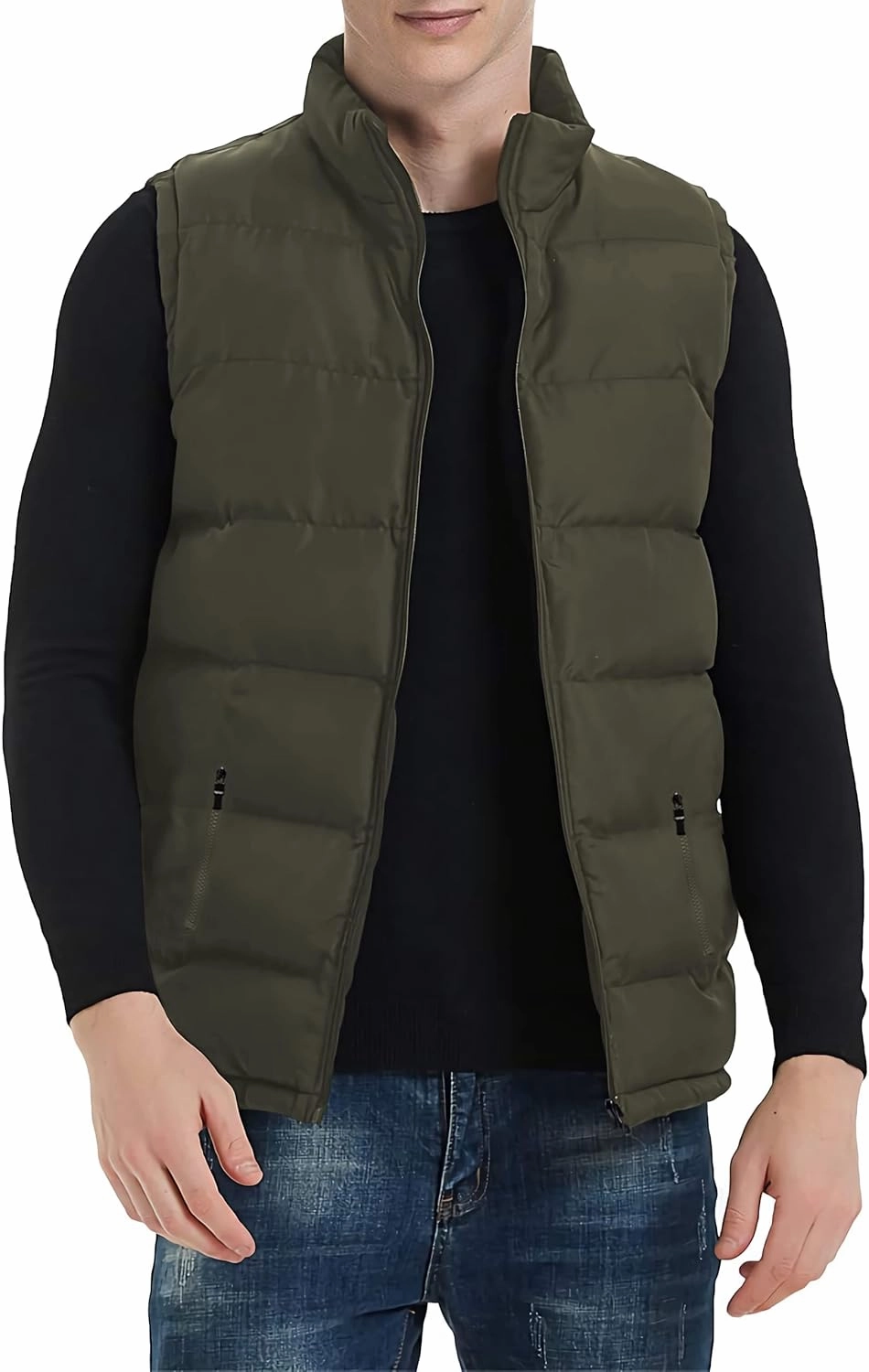 TUVEKE Men's Puffer Vest Water-Resistant winter outdoor Zipper Sleeveless Warm puffey jacket Size M To 3XL(Multicolor)