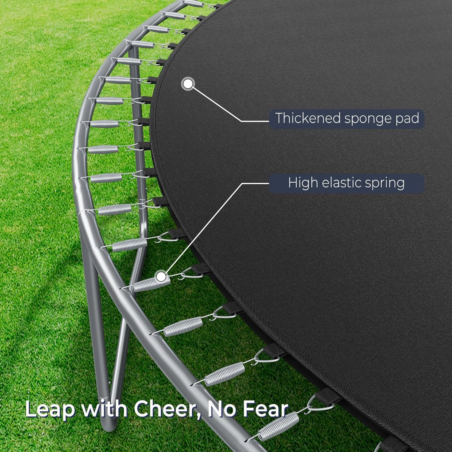 Unovivy 15FT 14FT Trampoline for Kids and Adults with Light and Sprinkler, Outdoor Trampoline with Net, Large Backyard Bouncer with Basketball Hoop & Ladder, Capacity for 4-6 Kids and Adults