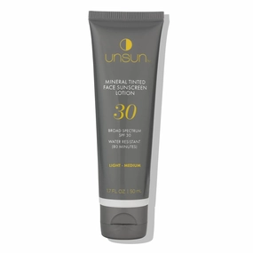 Unsun Mineral Tinted Face Sunscreen with Broad Spectrum SPF 30 - Water-Resistant Lotion, Primer & Color Corrector - 1.7 Fl Oz, Light/Medium