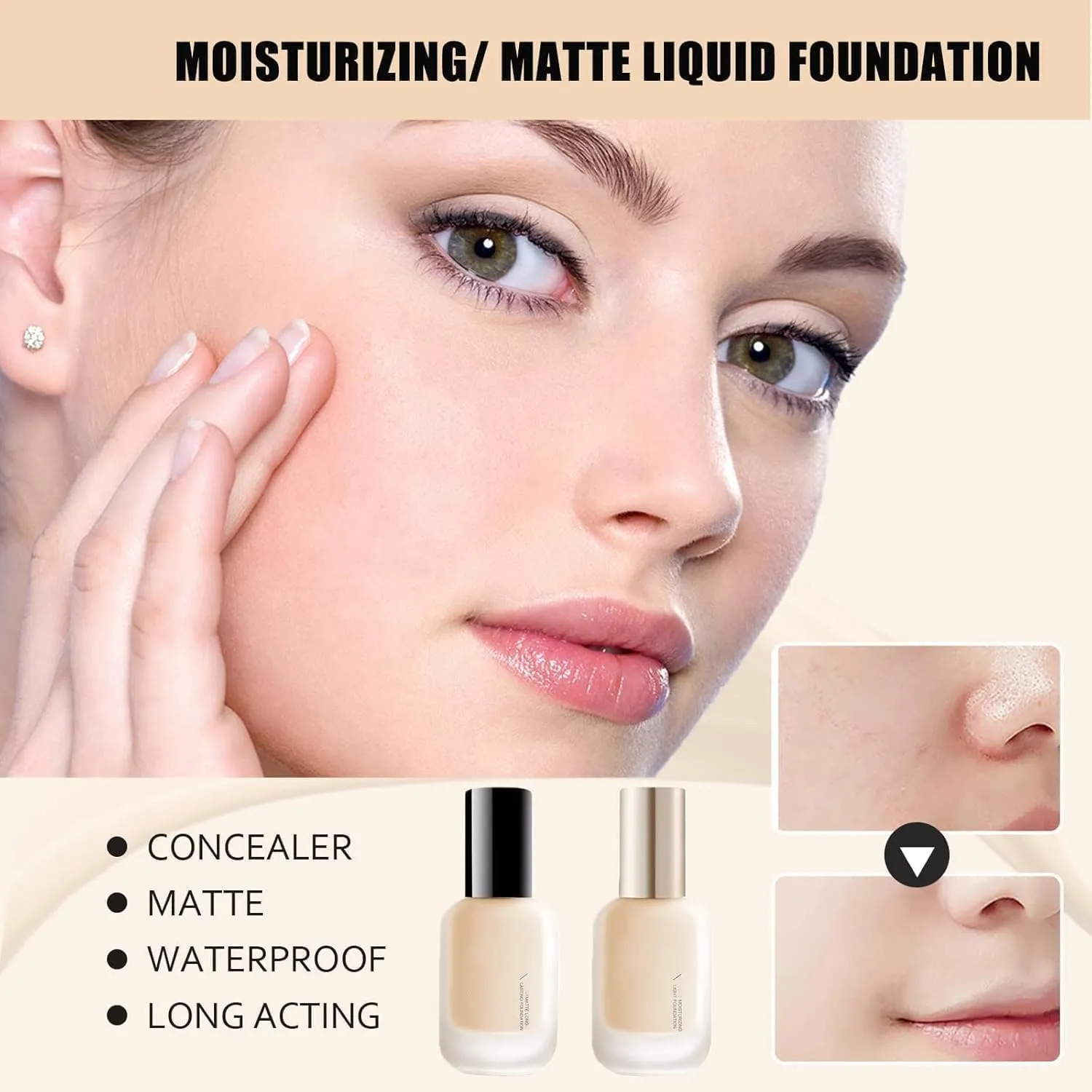 Updo Foundation, Uodo Concealer Foundation, Uodo Liquid Foundation, Updo Moisturizing Light Foundation, Uodo Matte Long Lasting Foundation, Waterproof and Sweatproof (Matte White, 30 ml)