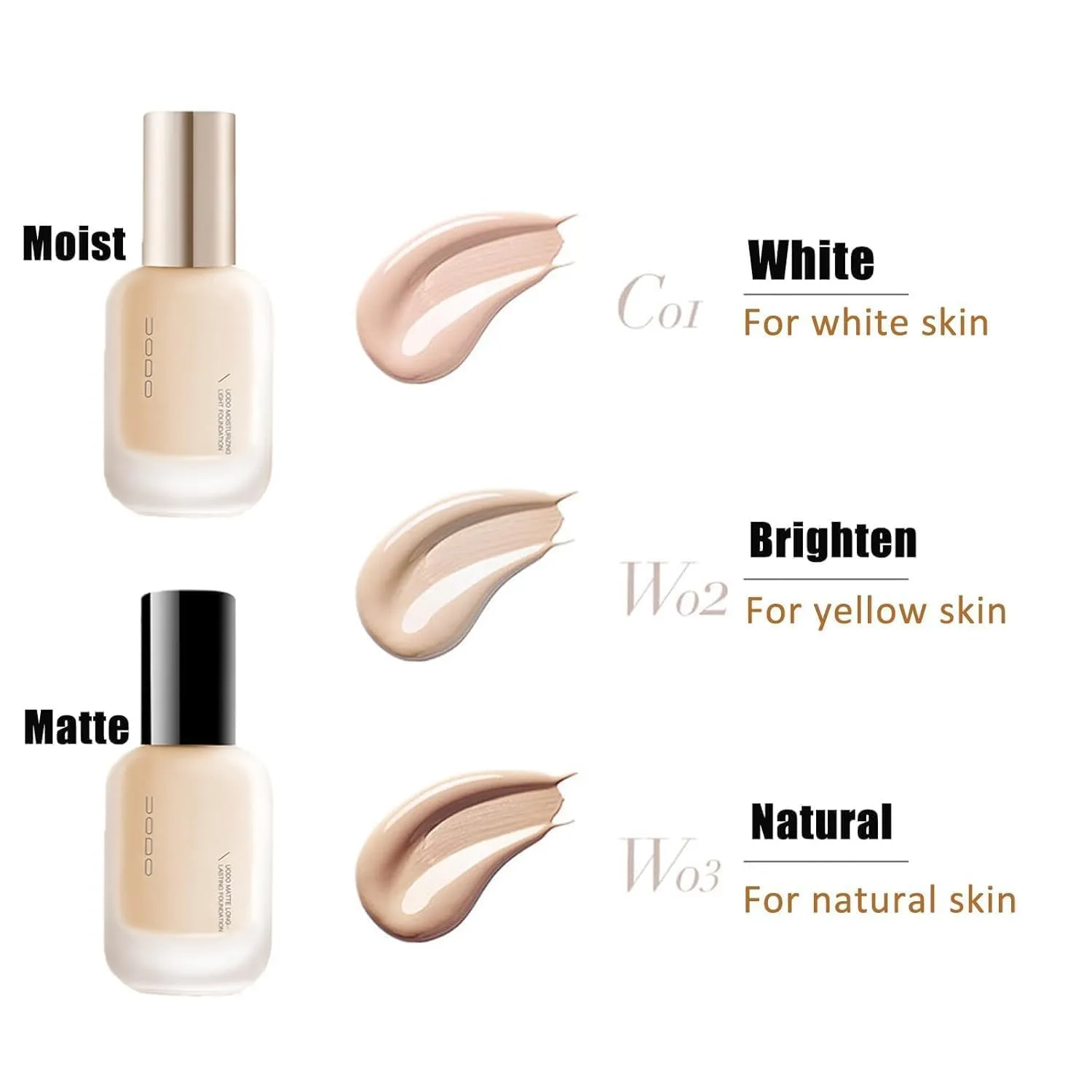 Updo Foundation, Uodo Concealer Foundation, Uodo Liquid Foundation, Updo Moisturizing Light Foundation, Uodo Matte Long Lasting Foundation, Waterproof and Sweatproof (Matte White, 30 ml)