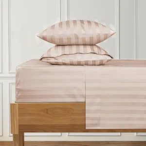URBANHUT 1000 Thread Count Damask Striped California King Size Egyptian Cotton Sheets, Long Staple Soft & Breathable, 4 Pc Bed Sheet Sets, Luxury Hotel Sateen Sheets Fits 16" Deep Pocket - Blush Pink