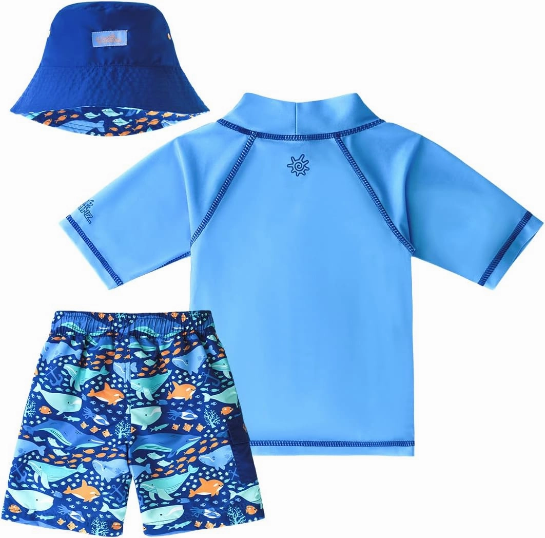 UV SKINZ Boys 3 Piece Sun and Swim Set with UPF 50  Sun Protection – Boys Swimsuit, Toddler Swim Suits