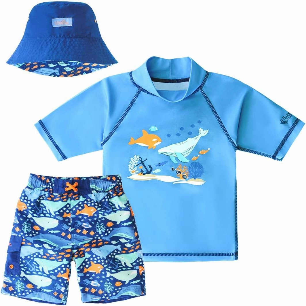 UV SKINZ Boys 3 Piece Sun and Swim Set with UPF 50  Sun Protection – Boys Swimsuit, Toddler Swim Suits